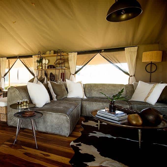 Lounge tent at Siringit Serengeti Camp in Tanzania