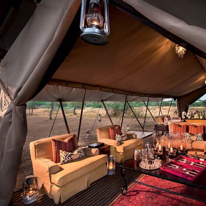 The luxury lounge tent at andBeyond Serengeti Under Canvas in Serengeti National Park