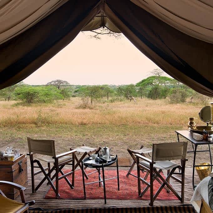 View from luxury tented room at andBeyond Serengeti Under Canvas in the Serengeti