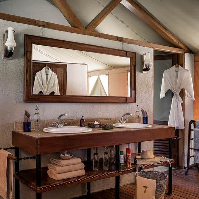 The en-suite bathroom at Sanctuary Kusini in Serengeti National Park