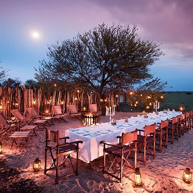 Outside dining at One Nature Nyaruswiga in the Serengeti in Tanzania