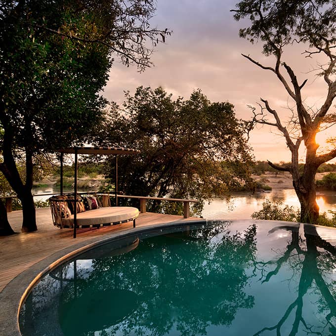 Swimming pool (with a view) at Grumeti Serengeti River Lodge in Tanzania