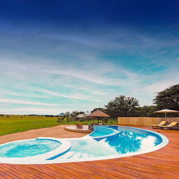 Swimming pool at One Nature Nyaruswiga in Serengeti National Park