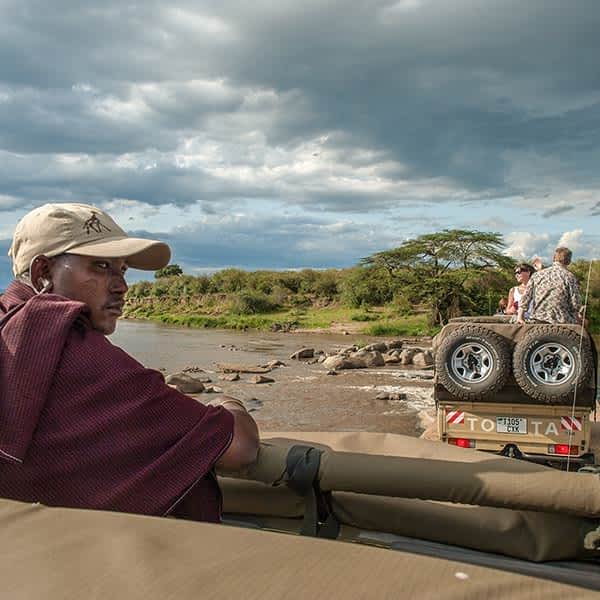 Crossing the Kogatende causeway into Serengeti Mara