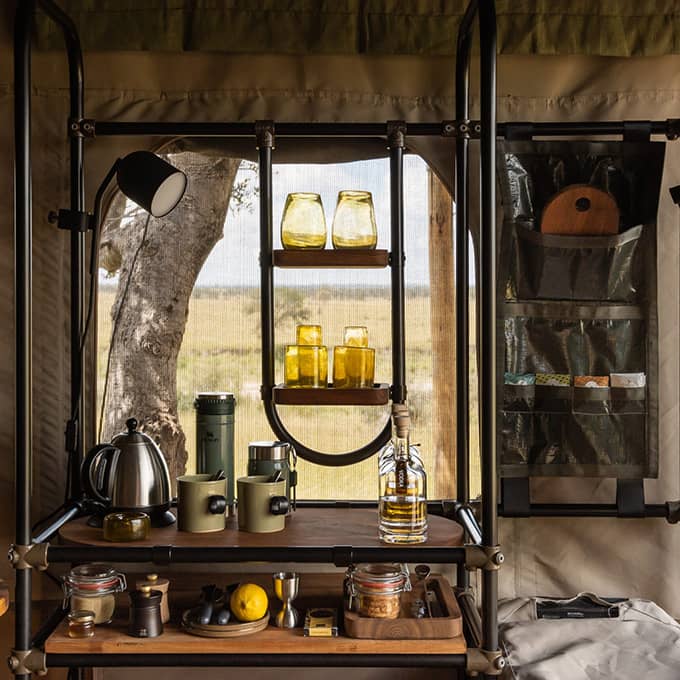 The interior of your Singita Mara luxury tent in the Serengeti