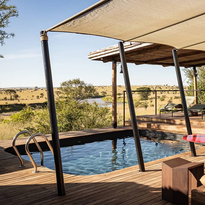 Swimming pool at at Singita Mara River Tented Camp in the Serengeti