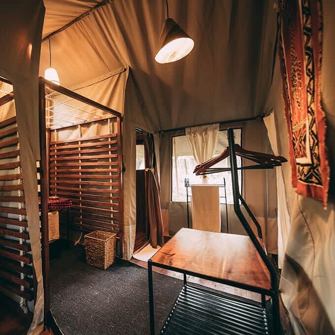 Toilet and shower area at Serengeti Tortilis Camp